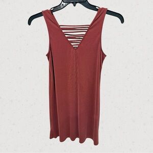 Pink Republic Ribbed Strappy Back Mini Dress Size M Rust